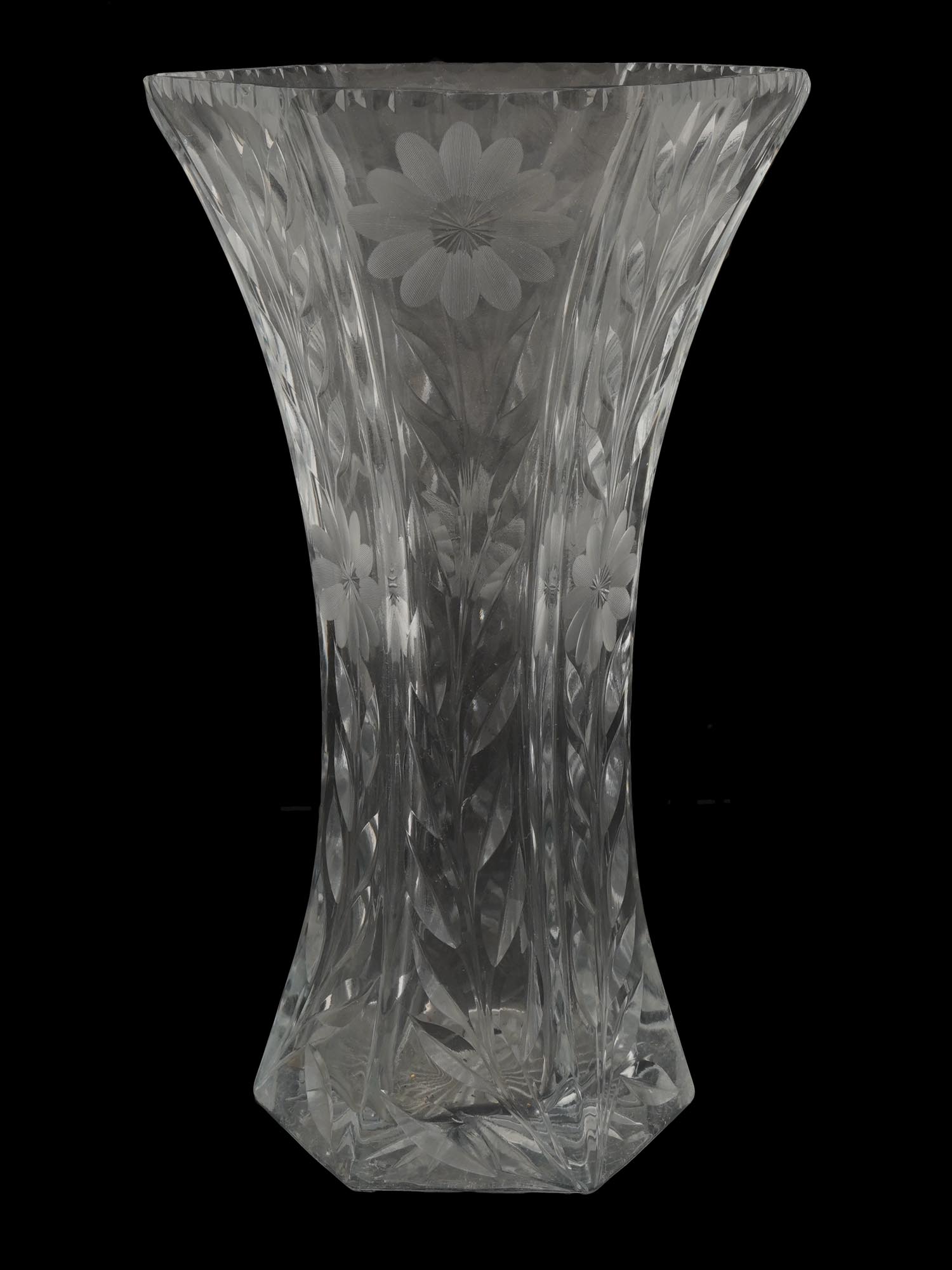 TIFFANY AND CO STYLE CRYSTAL CUT GLASS VASE PIC-1